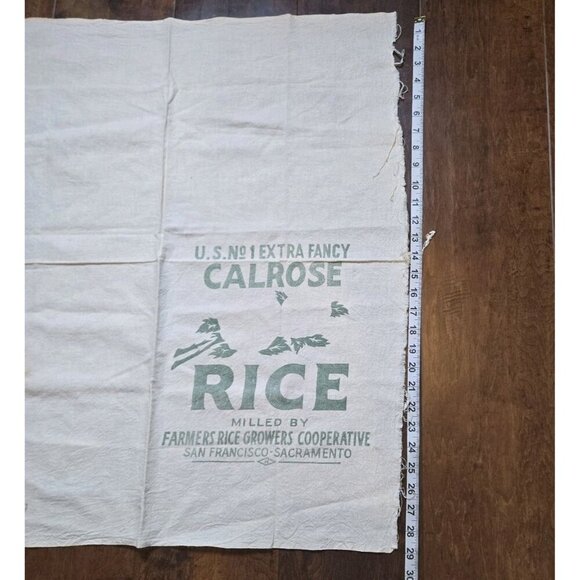 Calrose Rice Bag 27 X 29 Cut US No 1 Extra Fancy Green San Francisco Stains 14D - Picture 10 of 10